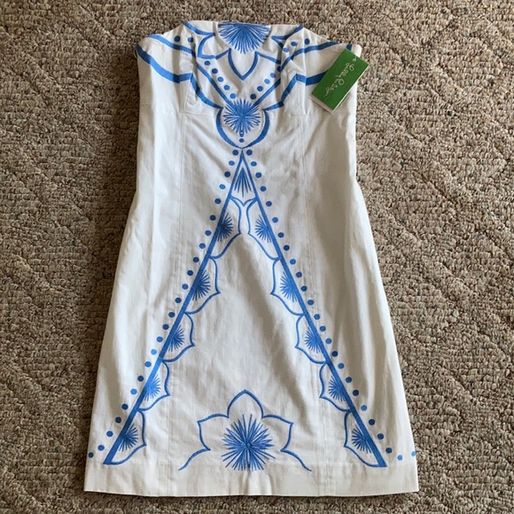 Strapless Lilly Pulitzer  Dress with Embroidery - Picture 2 of 9